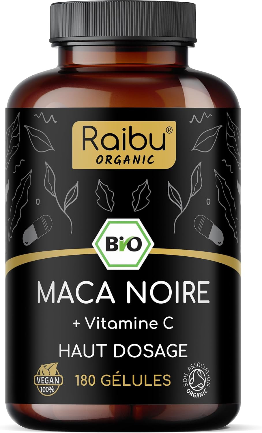 Maca Noire BIO du Perou 180 Gelules Raibu Vitamine C Energie